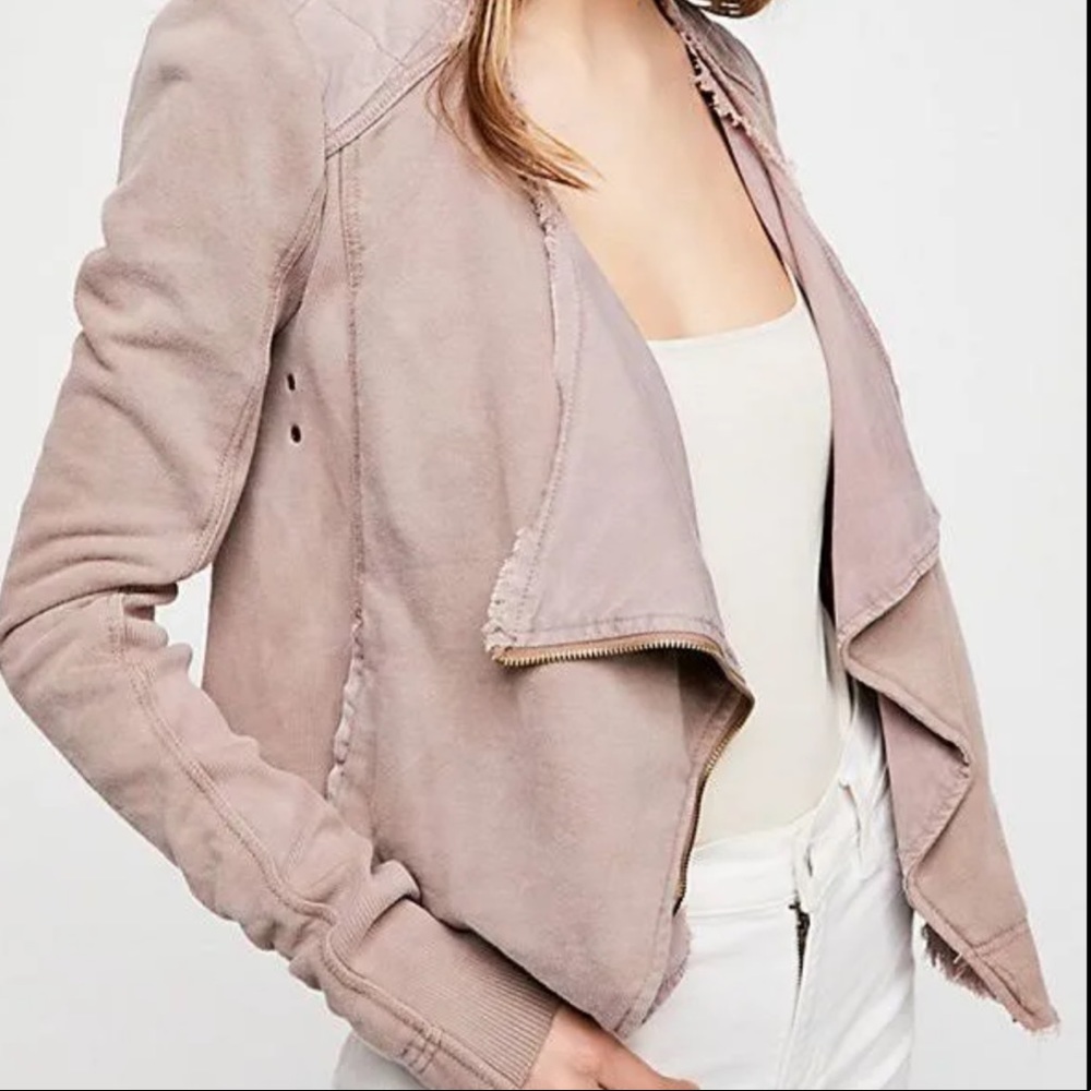 ❤️ Free People Shrunken Moto Jacket Pink NWOT